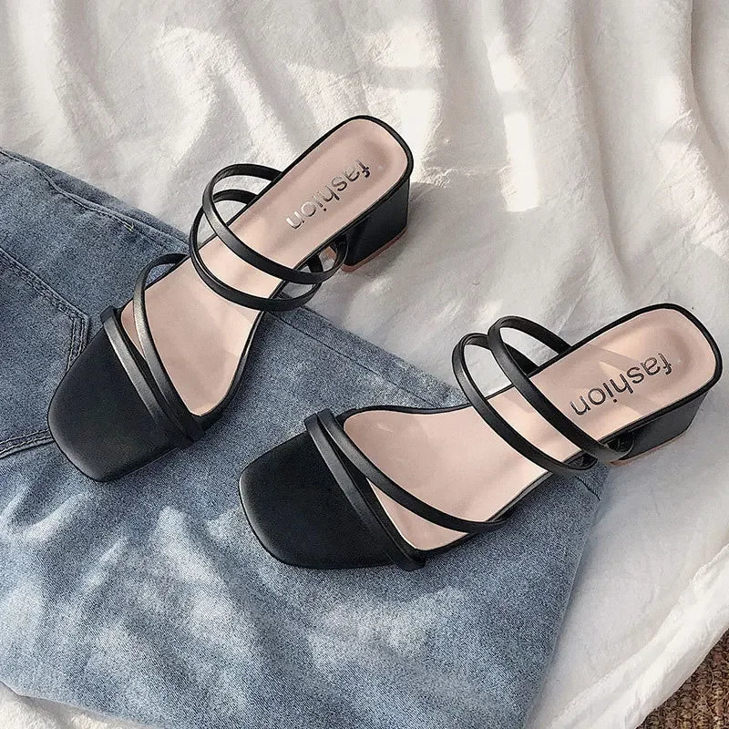 The "Clara" Strappy Block-Heel Slide