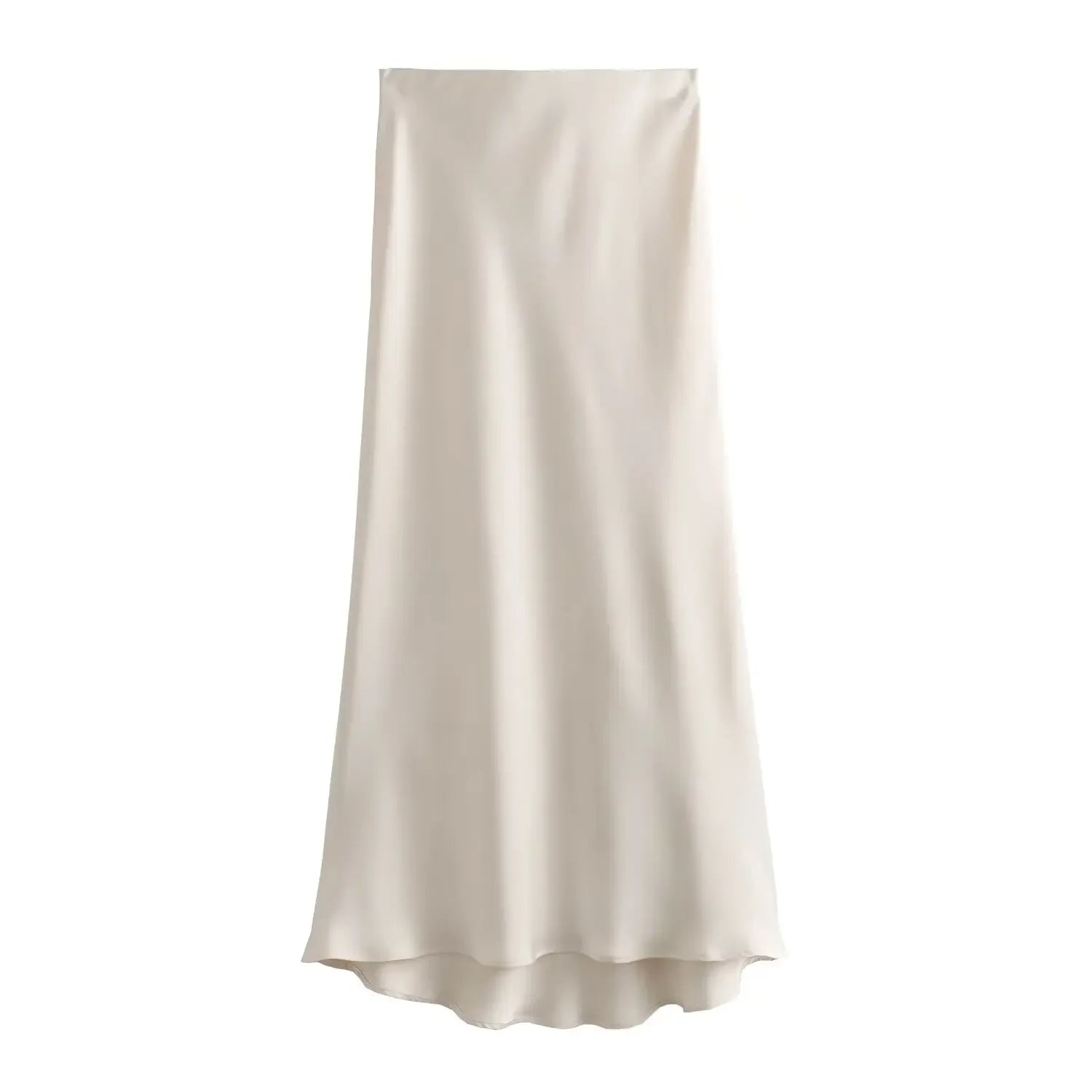 The "Luma" High-Waisted Satin Midi Skirt