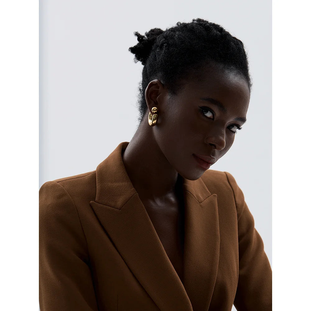 Luna Sculpt Gold Earrings