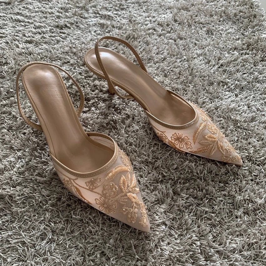 The "Genevieve" Floral Lace Slingback