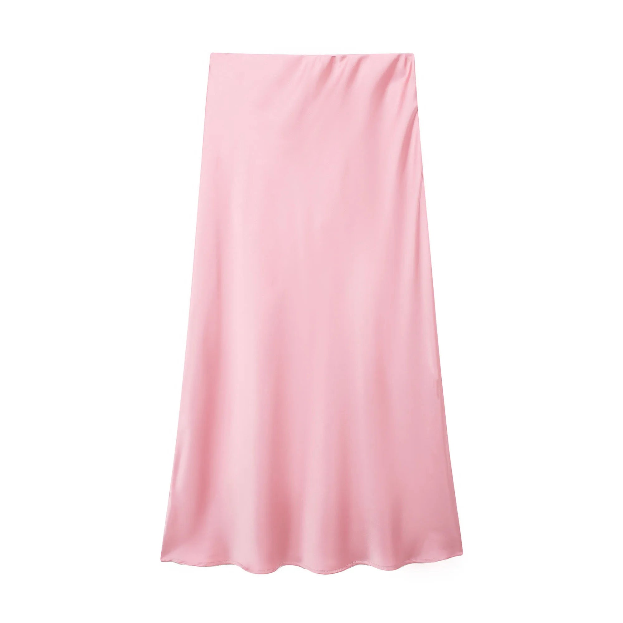 The "Luma" High-Waisted Satin Midi Skirt