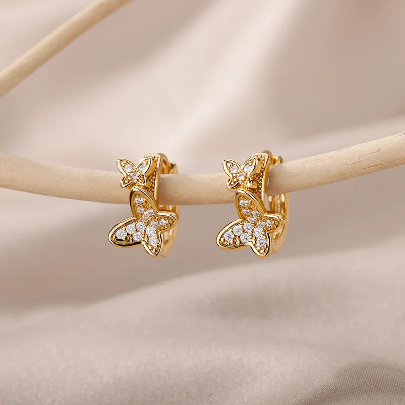 Aurora Butterfly Crystal Hoops