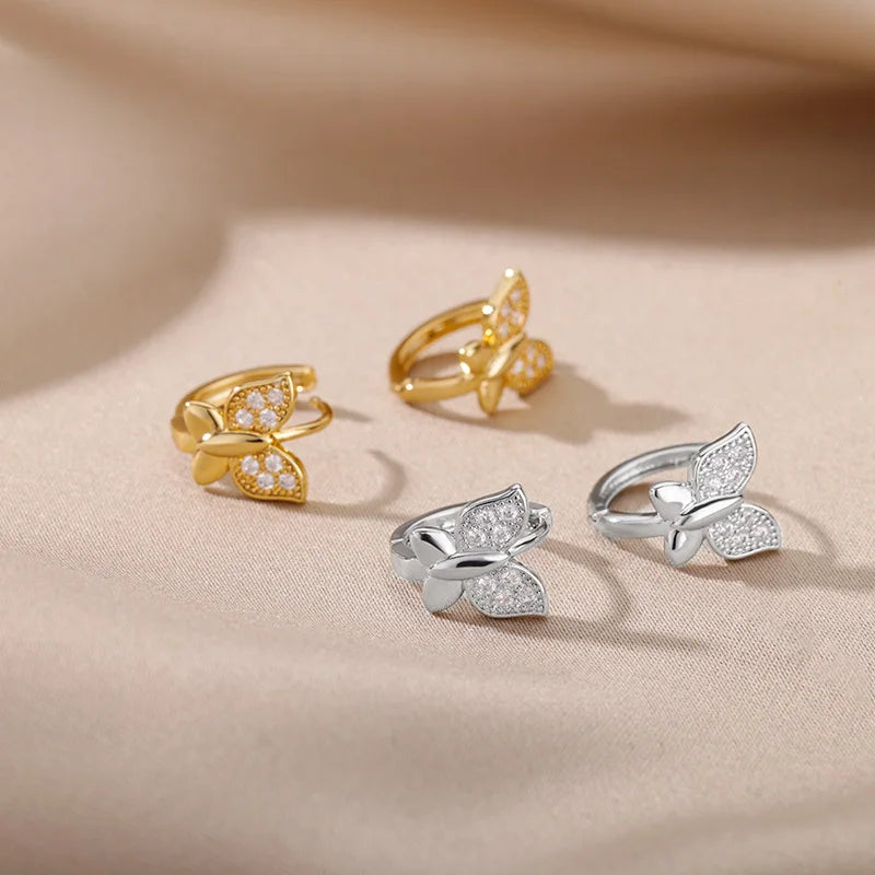 Aurora Butterfly Crystal Hoops