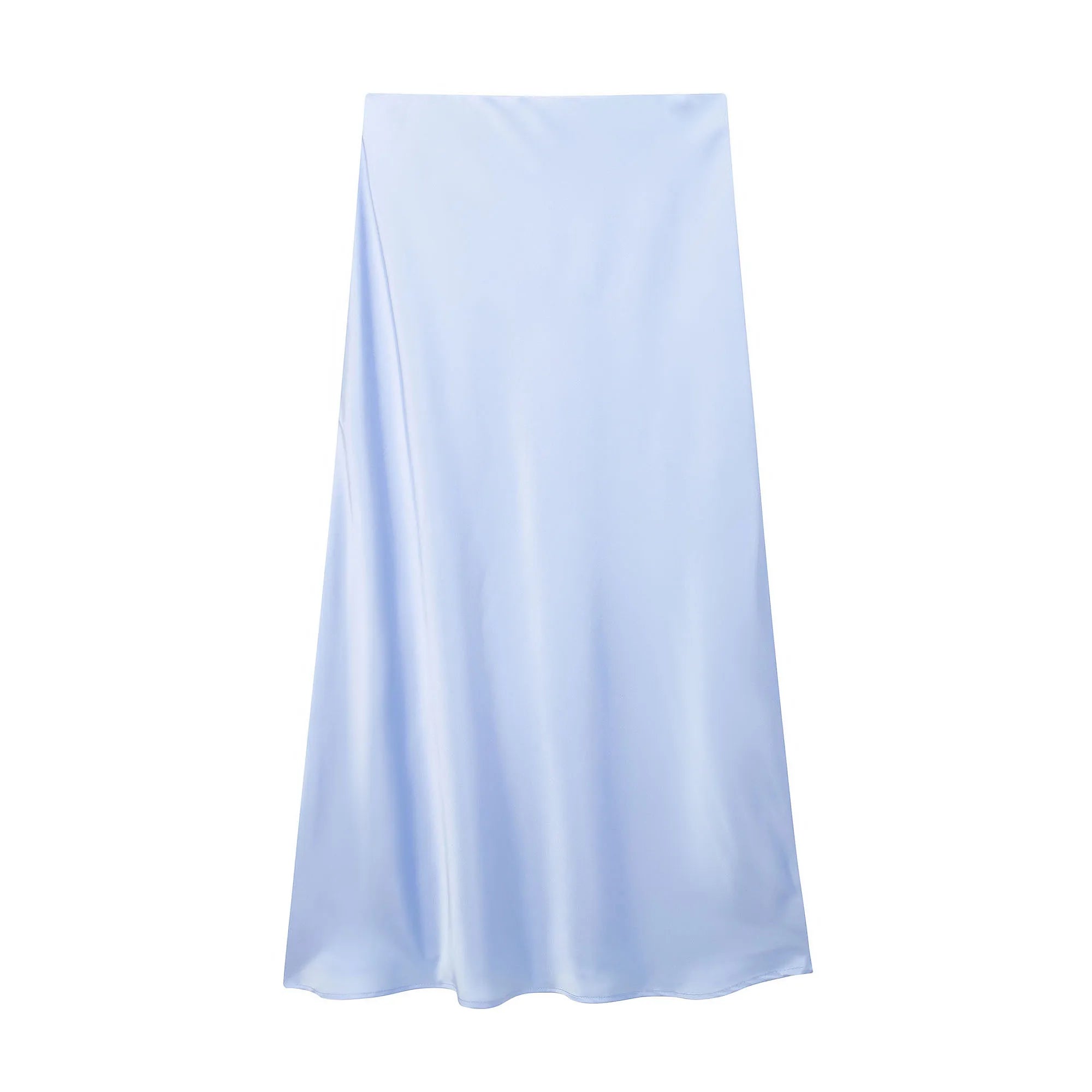 The "Luma" High-Waisted Satin Midi Skirt