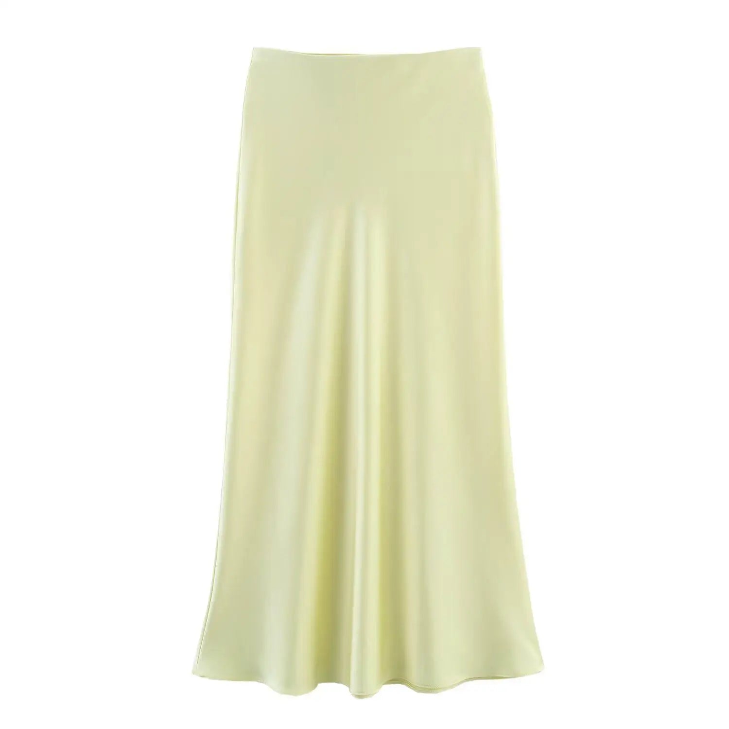 The "Luma" High-Waisted Satin Midi Skirt