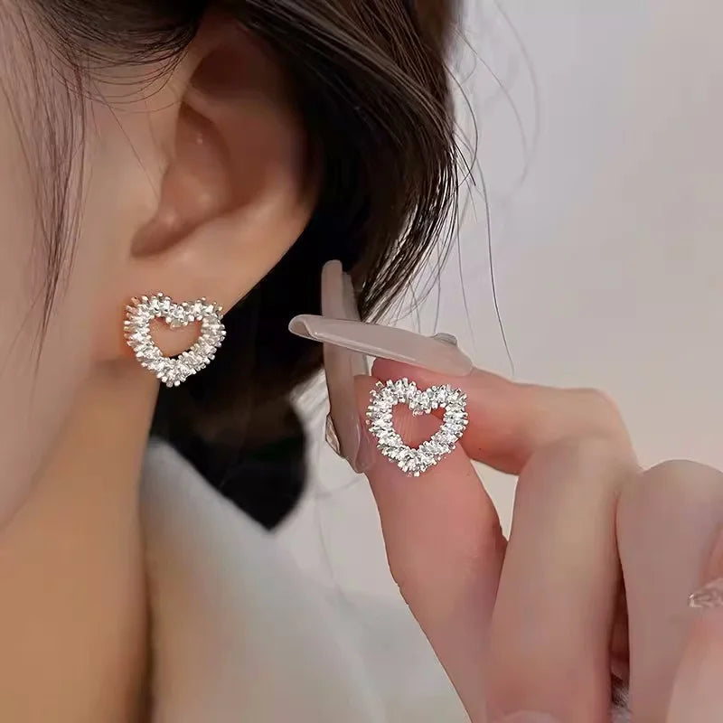 Amora Crystal Heart Stud Earrings