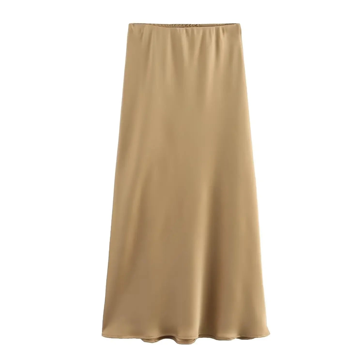 The "Luma" High-Waisted Satin Midi Skirt