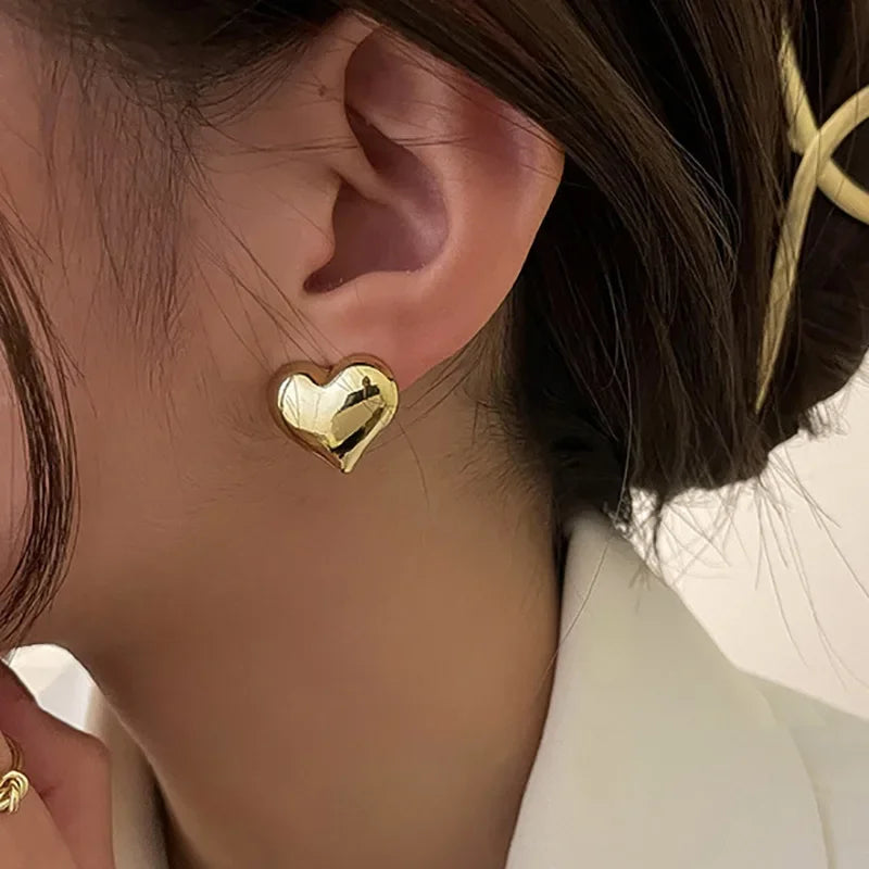 Valentina Gold Heart Stud Earrings