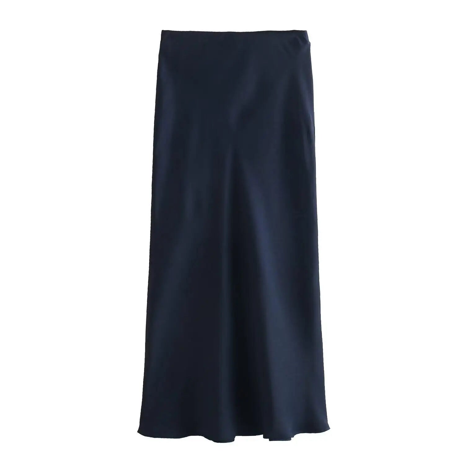 The "Luma" High-Waisted Satin Midi Skirt