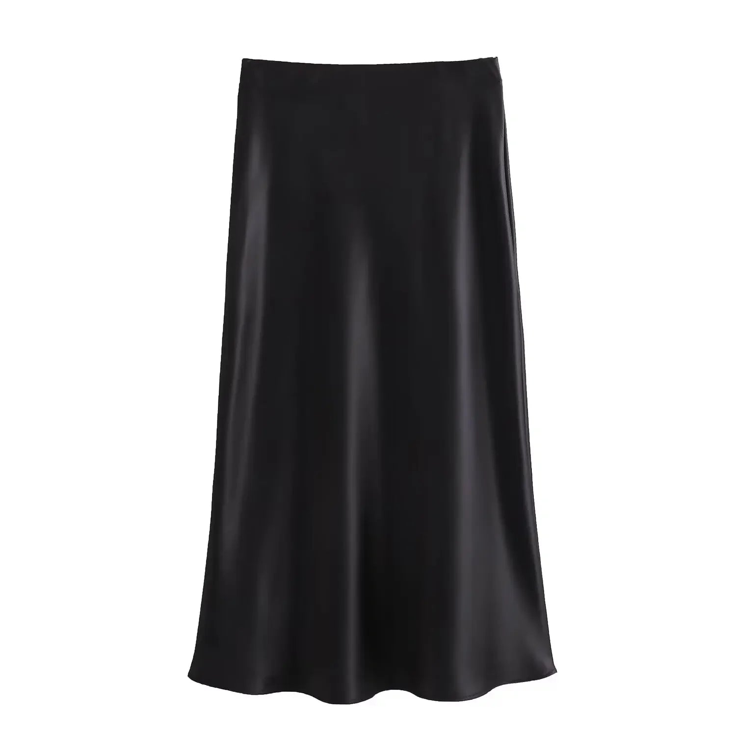 The "Luma" High-Waisted Satin Midi Skirt
