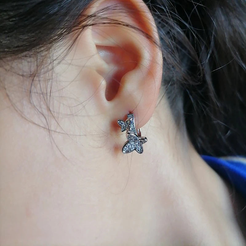 Aurora Butterfly Crystal Hoops