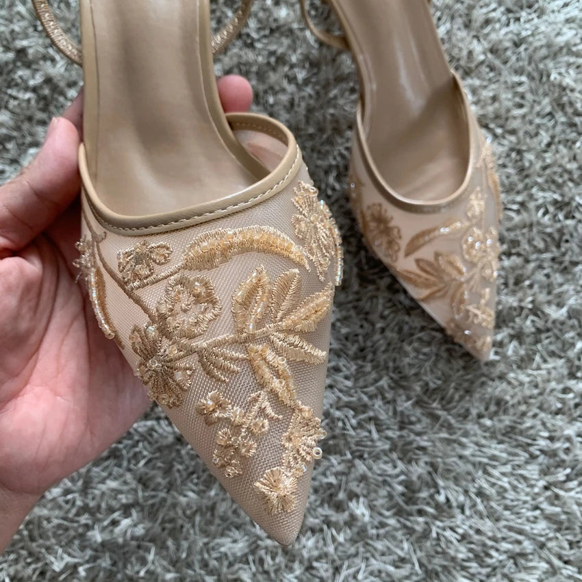 The "Genevieve" Floral Lace Slingback