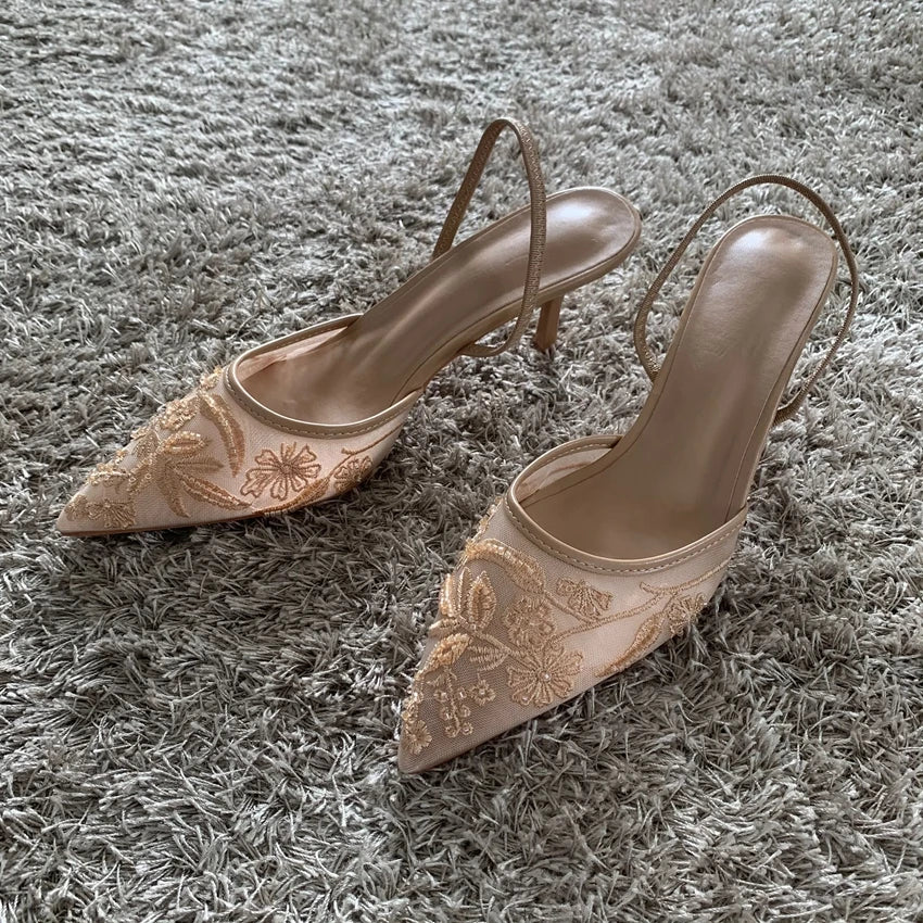 The "Genevieve" Floral Lace Slingback