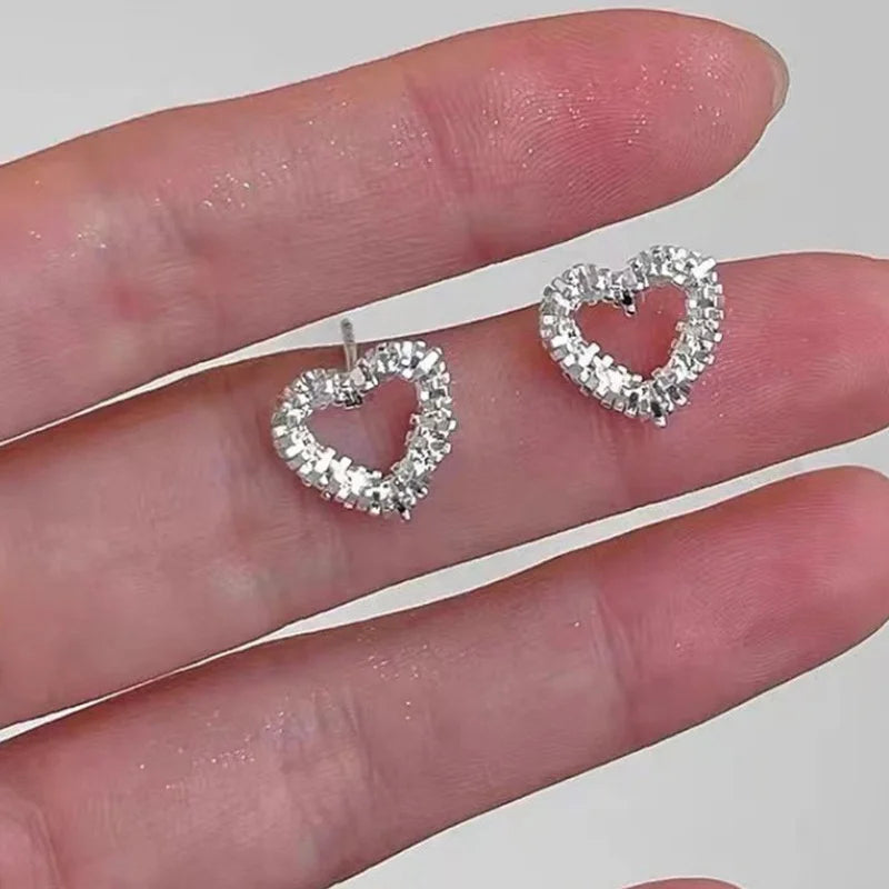 Amora Crystal Heart Stud Earrings