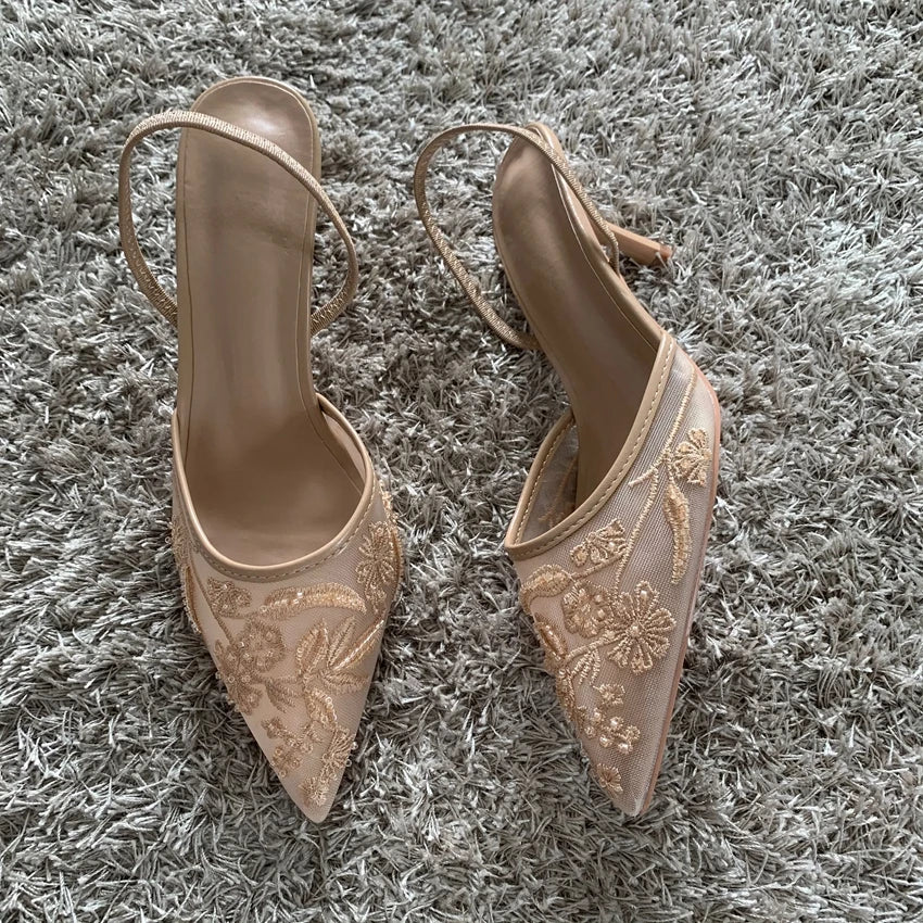 The "Genevieve" Floral Lace Slingback