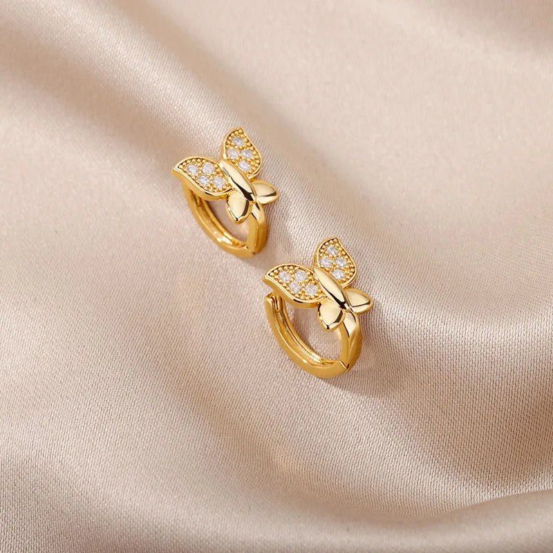 Aurora Butterfly Crystal Hoops