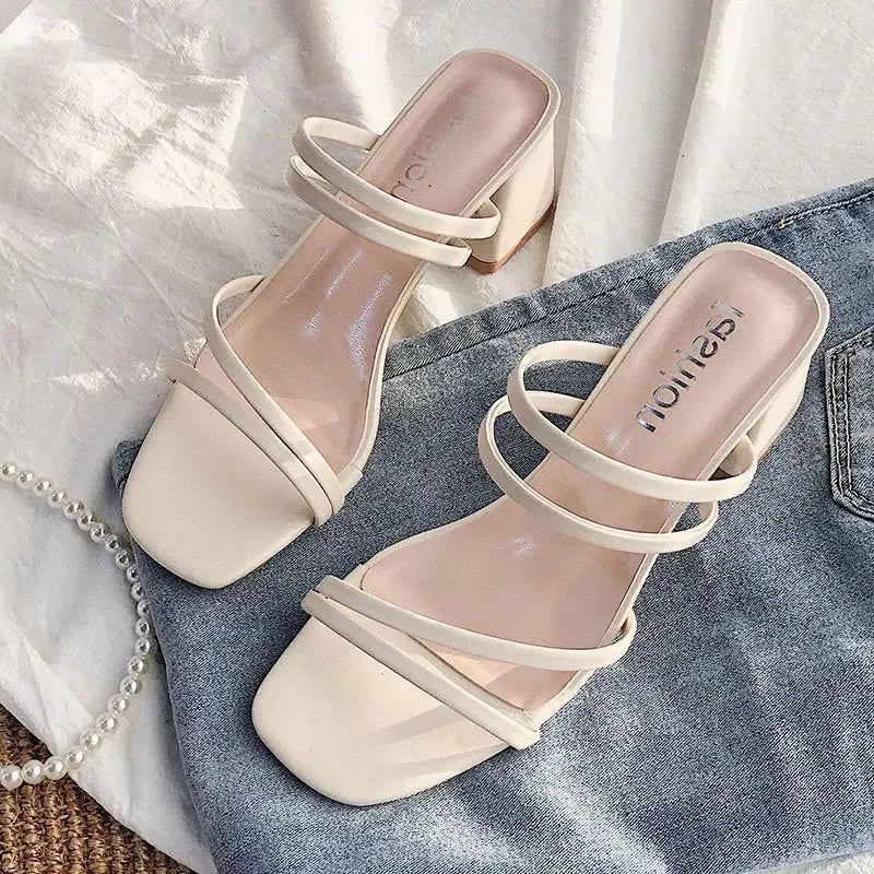 The "Clara" Strappy Block-Heel Slide
