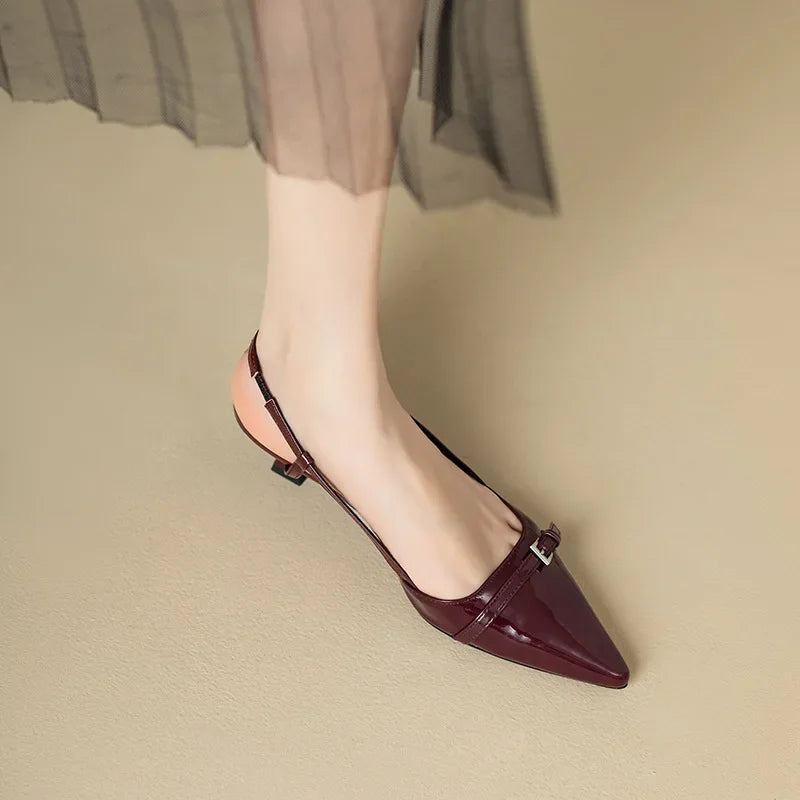 The "Elena" Patent Pointed-Toe Slingback