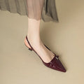 The "Elena" Patent Pointed-Toe Slingback