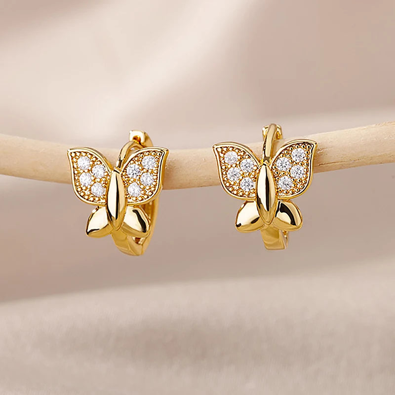 Aurora Butterfly Crystal Hoops