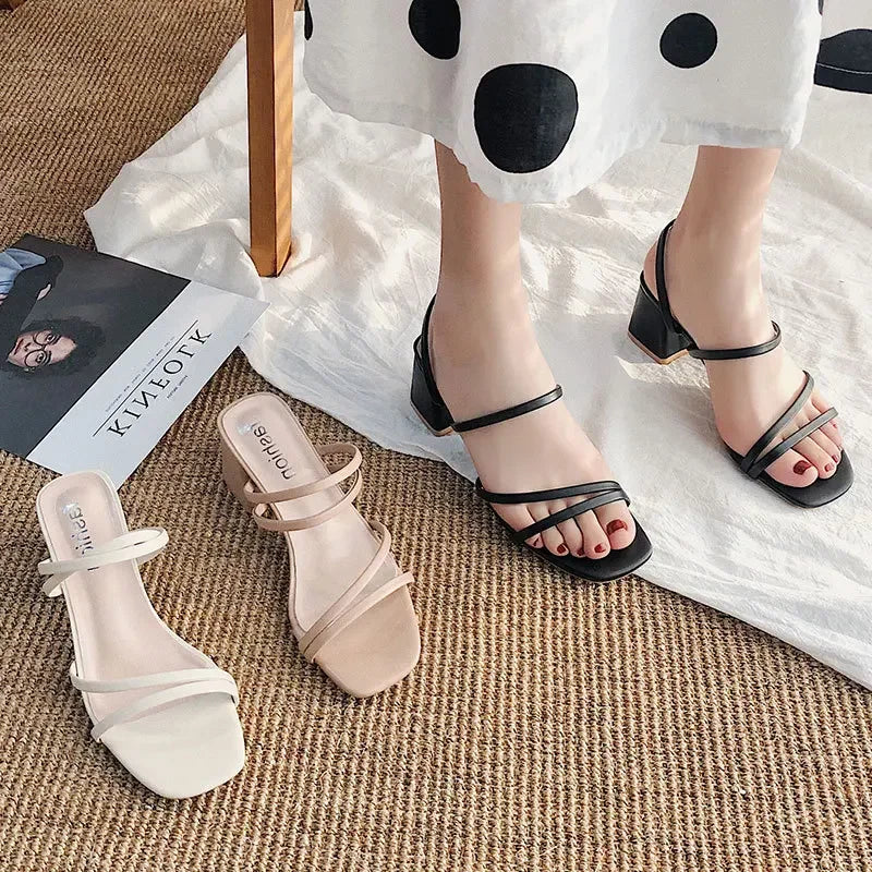 The "Clara" Strappy Block-Heel Slide