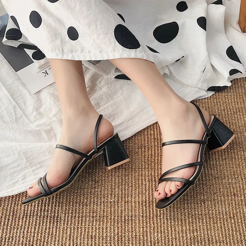 The "Clara" Strappy Block-Heel Slide