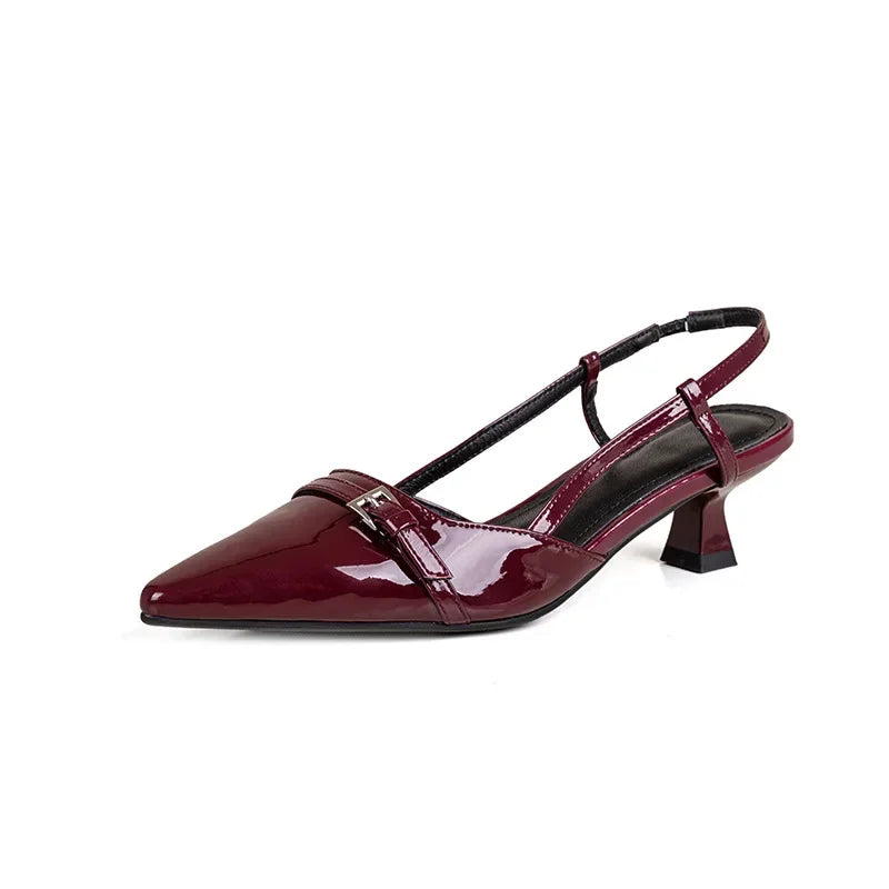 The "Elena" Patent Pointed-Toe Slingback